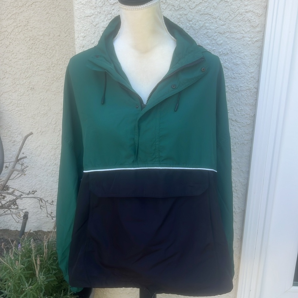 IVY PARK Women's Pine Green & Black Hooded Windbreaker Pullover Jacket  Size M